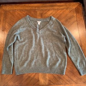 Green v-neck sweater